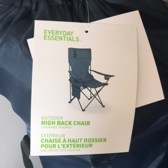 Everyday Essentials Navy Blue Outdoor High Back Chair with Cushioned Headrest - Picture 9 of 11